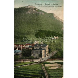 1908 Brassó, Kronstadt, Brasov; Evangélikus szász leány iskola és Lövölde / Ev. sächs. Mädchenschule, Schützenhaus ...