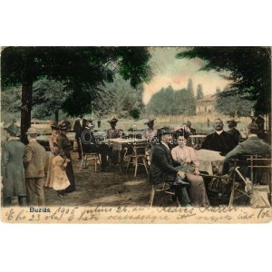 1905 Buziás, Ligeti vendéglő kertje. Montázs / park restaurant's garden. montage (EK)
