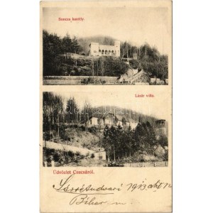 1913 Csucsa, Ciucea; Boncza kastély, Lázár villa / castle and villa