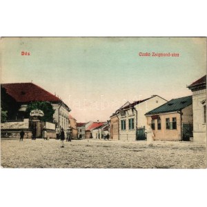 1910 Dés, Dej; Czakó Zsigmond utca, Étterem, bor, és sörcsarnok a nagy fához, Bernáth József és fia üzlete, Triska J....