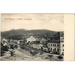 1909 Felsőbánya, Baia Sprie; látkép nyugatról utca. H. Riedl E. kiadása / view from West...