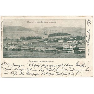 1899 (Vorläufer) Gurahonc, Honctő, Gurahont; Kilátás a Józsefhelyi hegyről, cementgyár és vasútállomás...