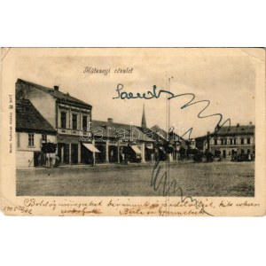 1905 Hátszeg, Hateg; Fő tér, Stefan Sielariu üzlete. Meskó testvérek kiadása / main square, shops (EK...