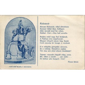 1933 Kolozsvár, Cluj; Mátyás király szobor, Havas István verse. Csengery Antal szoboralap-bizottság kiadása ...