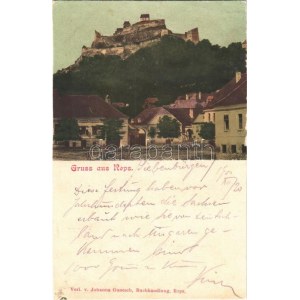 1901 Kőhalom, Reps, Rupea; Fő tér és vár. Johanna Gunesch / castle and main square (r)
