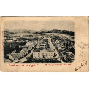 1901 Máramarossziget, Sighetu Marmatiei; látkép 1870-ben. Kaufman Ábrahám kiadása / in 1870 (EK...