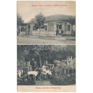 1915 Máriaradna, Radna; Balázs Péter szállodája a motoroshoz, vendéglő, sörcsarnok, kerthelyiség / hotel, garden...