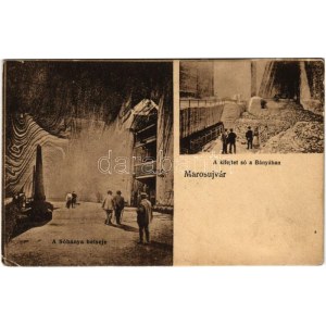 1912 Marosújvár, Uioara, Ocna Mures; sóbánya belseje, kifejtett só. Wagner L. kiadása / salt mine interior (EK...