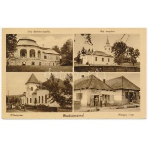 1942 Mezősámsond, Sincai; Gróf Bethlen kastély, református templom, községháza, Hangya szövetkezet üzlete és kiadása ...