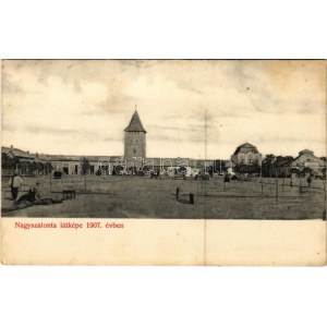 1911 Nagyszalonta, Salonta; látkép 1907-ben, Fő tér / square in 1907 (EK)