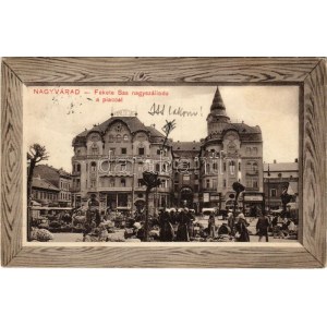 1910 Nagyvárad, Oradea; Fekete Sas nagyszálloda és piac, Gallér Imre és Ernyei Lajos üzlete, Magyar Bank...