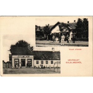 Sülelmed, Silimeghiu, Ulmeni; vasútállomás, Bárány Antal üzlete / railway station, shop