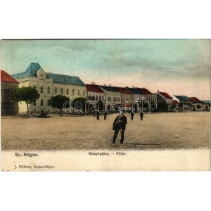 1908 Szászrégen, Reghin; Fő tér. J. Hübner kiadása / Hauptplatz / main square (EK)