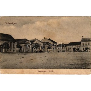 1917 Szászrégen, Reghin; Fő tér, Kölcsön és takarékpénztári szövetkezet. Traugott Blasi / Hauptplatz / main square...