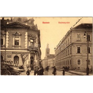 1910 Szatmárnémeti, Satu Mare; Kazinczy utca, Jakabovits Márton üzlete, zárda / street, shop, cloister (EK...