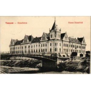 1909 Temesvár, Timisoara; Józsefváros, Ferenc József híd, Arany Horgony Kávéház / Iosefin, bridge...