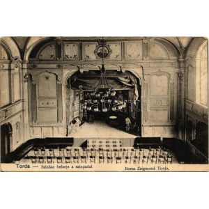 1907 Torda, Turda; Színház belseje a színpaddal. Borzas Zsigmond kiadása / theatre interior (Rb)
