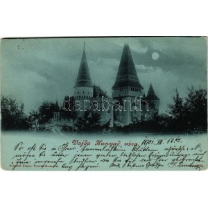 1901 Vajdahunyad, Hunedoara; vár este / castle at night