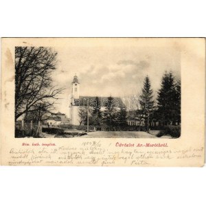 1905 Aranyosmarót, Zlaté Moravce; Római katolikus templom. Brunczlik Imre kiadása / church (EK)