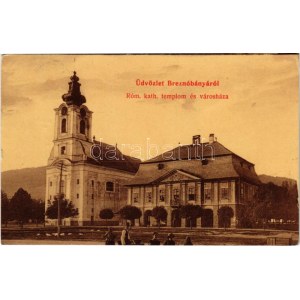1909 Breznóbánya, Brezno nad Hronom; Római katolikus templom és városháza. Özv. Fried Mórné kiadása 315. (W.L. ?) ...
