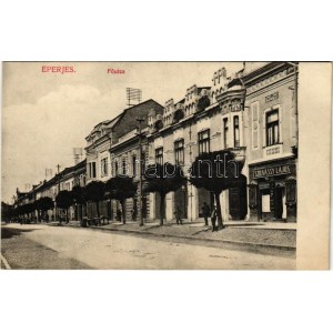 Eperjes, Presov; Fő utca, Szilvássy Lajos üzlete. Divald Kárely fia / main street, shops