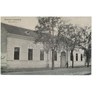 1907 Galánta, Városház / town hall + BUDAPEST-POZSONY-WIEN 1. vasúti mozgóposta (EK)