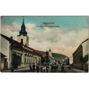 1912 Nagyszőlős, Nagyszőllős, Vynohradiv (Vinohragyiv), Sevljus, Sevlus; Werbőczy utca és templomok, üzlet. Deutsch J...