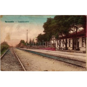 1921 Taracköz, Teresva; vasútállomás. Vasúti levelezőlapárusítás / railway station (Rb)