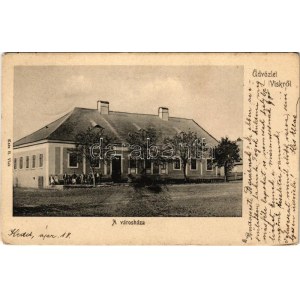 1905 Visk, Vyshkovo (Máramaros); városház. Katz H. kiadása / town hall (EK)