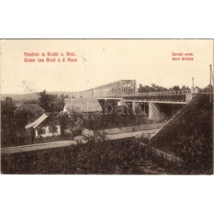 1909 Bród, Nagyrév, Slavonski Brod, Brod na Savi; Száva vasúti híd / Savski most / railway bridge (EK...