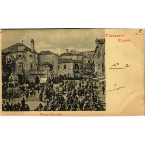 1902 Dubrovnik, Ragusa; Piazza Gundulic / piac / market