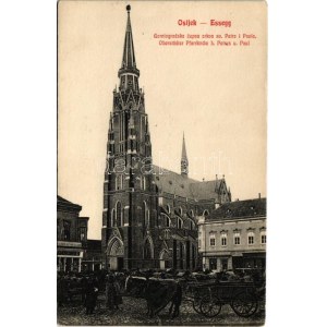 1911 Eszék, Essegg, Osijek; Gornjogradska zupna crkva sv. Petra i Pavla / Oberstädter Pfarrkirche h. Petrus u. Paul ...