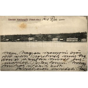 1910 Kiskőszeg, Batina (Darázs, Draz); vasútállomás, vonat. Borkovits Nándor kiadása / railway station and train (EK...