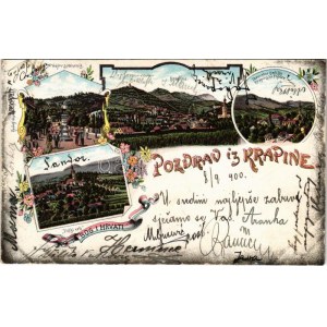 1900 Korpona, Krapina; Bog I hrvati, Gajov Spomenik, Termalno ljeciste Krapinske Toplice, Trski vrh / monument, statue...