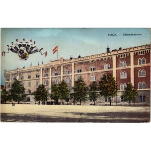 1914 Pola, Pula; K.u.K. Kriegsmarine Marinekaserne. G. Fano 1912/13 / Osztrák-magyar haditengerészet matróz laktanyája ...