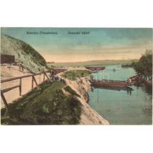 Kevevára, Temeskubin, Kovin; Dunaváci kikötő, csónakok. Müller J. Béla amatőr felvétele / Danube riverside port...