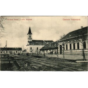 1908 Palánka, Backa Palanka; Fő utca, katolikus templom. Reszely Károly kiadása / main street...