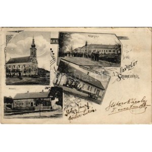 1907 Szeghegy, Sekic, Lovcenac; templom, gyógyszertár, községháza, Walter és Stammler áruház üzlete / church, pharmacy...