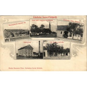 1909 Szentfülöp, Filipsdorf, Filipowa, Backi Gracac; Községház, Jegyzői lak, Római katolikus templom és plébánia...