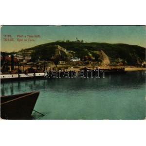 1914 Titel, Plató a Tisza felől, Ordody gőzös. Szuboticski Szimó kiadása / Tisa river, steamship (EK...