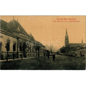1909 Topolya, Bácstopolya, Backa Topola; Gróf Zichy János utca, takarékpénztár. Wilheim Miksa kiadása 606. (W.L. ?) ...