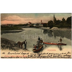 1905 Újvidék, Novi Sad; csónakázók a Dunán. J. Singer / Danube, boating people (EK)