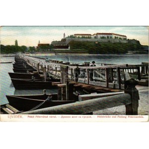 1906 Újvidék, Novi Sad; Fa hajóhíd Pétervárad várral. Schäffer Péter kiadása ...