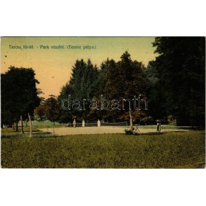 1915 Tarcsafürdő, Bad Tatzmannsdorf; park és teniszpálya, sport. Stern J. fényképész kiadása / tennis court (EK...