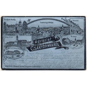 1899 (Vorläufer) Csáktornya, Cakovec; Zala-Újváry kastély, Zrínyi Ó vár, városház, Fő utca, M. kir. tanítóképezde...