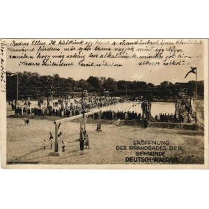 1929 Deutsch-Wagram, Eröffnung des Strandbades der Gemeinde am Juli 14. ...