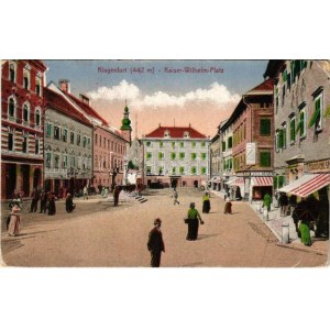 1918 Klagenfurt (Kärnten), Kaiser-Wilhelm-Platz / square, shops (EK)