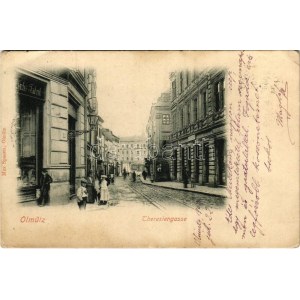 1900 Olomouc, Olmütz; Theresiengasse, Candis Fabrik / street, shop (EK)