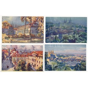 Praha, Prague; 8 pre-1945 unused artist signed postcards (Édit. F.J. Jedlicka)