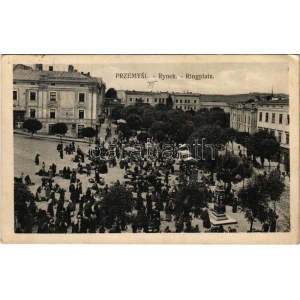 1915 Przemysl, Rynek / Ringplatz / market square, shops of F. Perlik and S. Lien (EK)